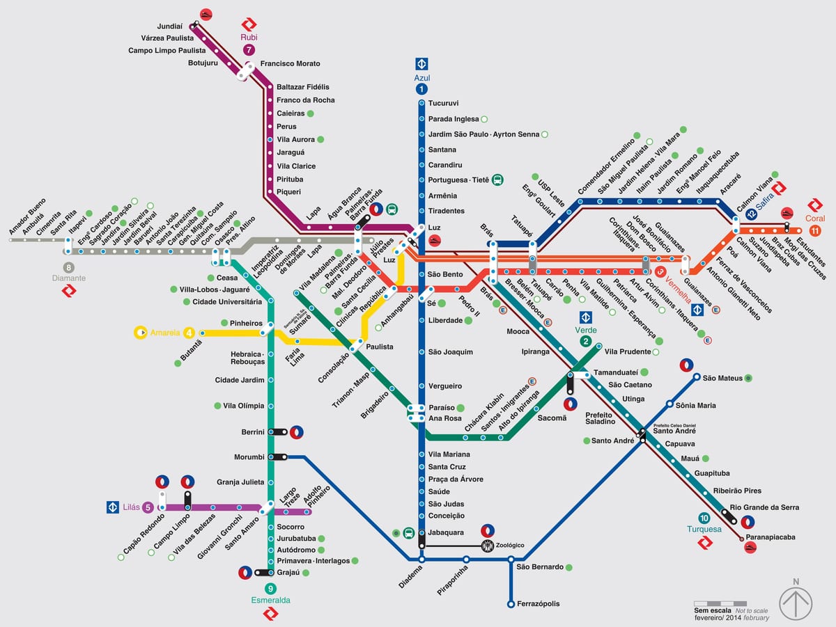 karta podzemne željeznice Sao Paulo