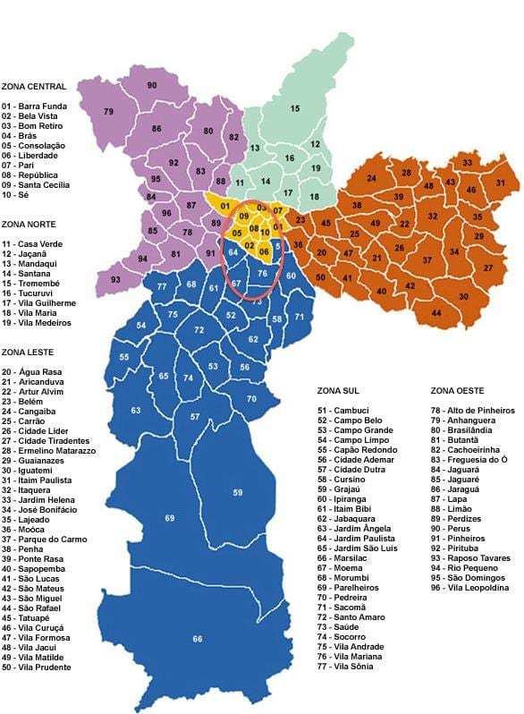 Sao Paulo općina karti