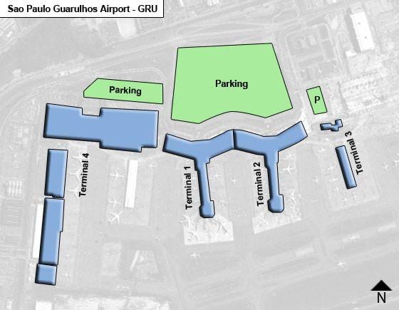 Sao Paulo guarulhos međunarodni terminal zračne luke karti